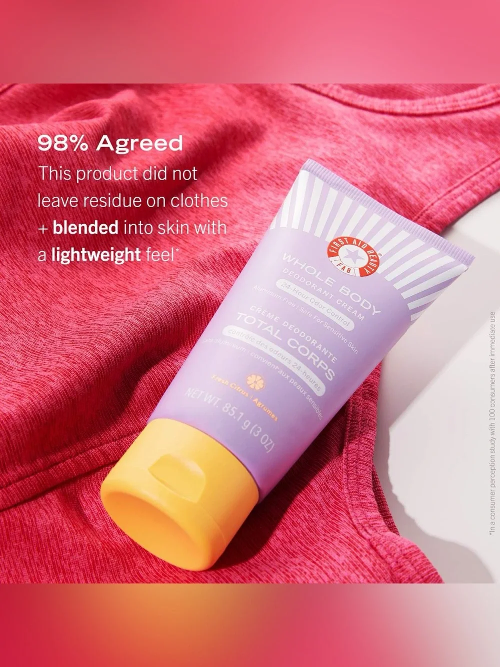 First Aid Beauty Whole Body Aluminum Free Deodorant Cream in Fresh Citrus